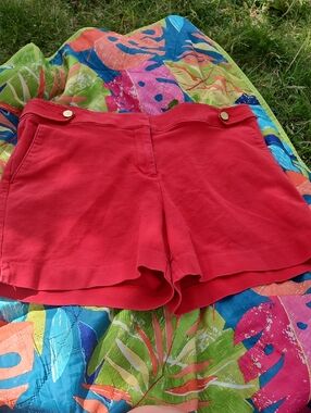 LOFT Red High-Waist Casual Shorts